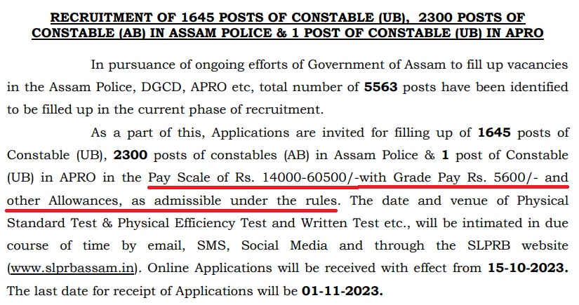 Check Assam Police Constable Pay Scale and Salary per month