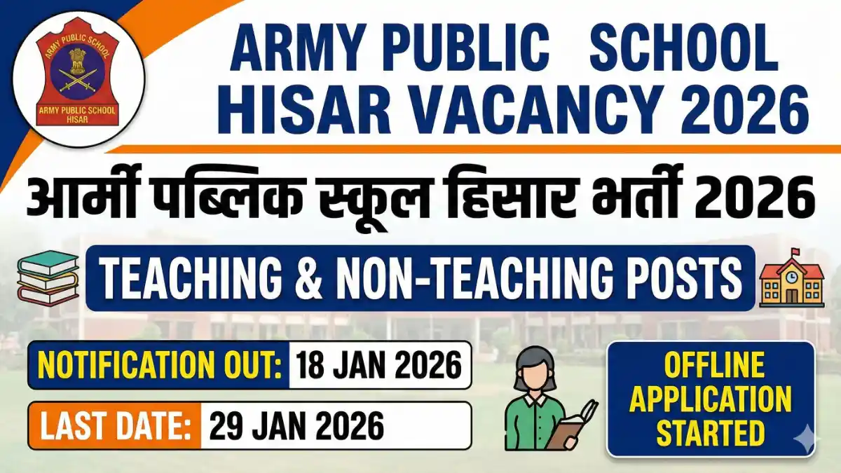 Army Public School Hisar Vacancy 2026