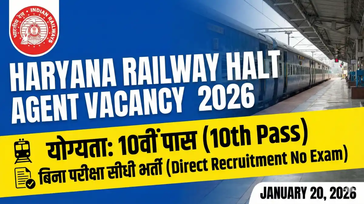 Haryana Railway Halt Agent Vacancy 2026