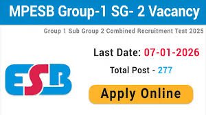 MPESB Group 1 Sub Group 2 Various Post Online Form 2026