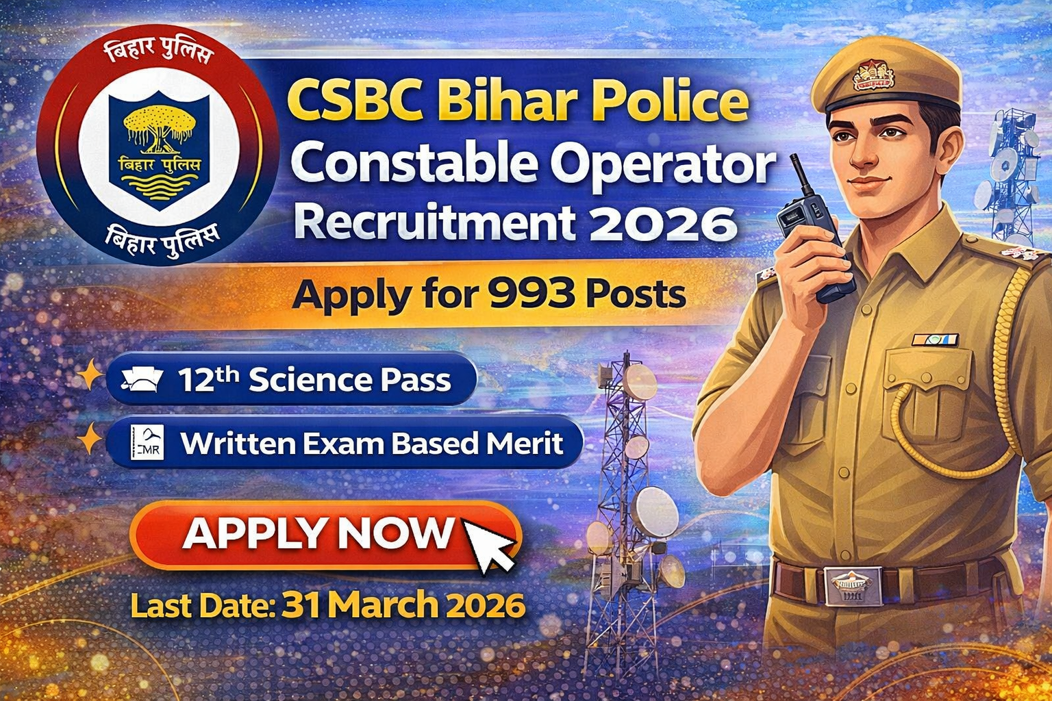 CSBC Bihar Police Constable (Operator) Recruitment 2026 – Apply Online 993 Posts