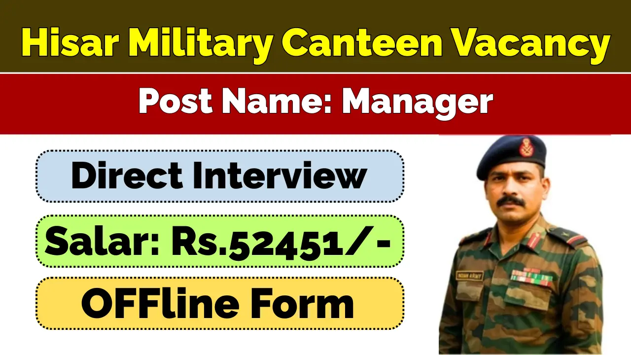 Hisar Military Canteen Recruitment 2026