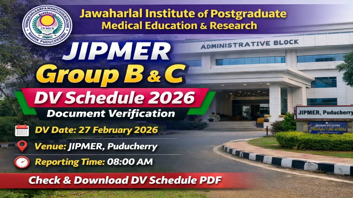 JIPMER Group B and C DV Schedule 2026 Out Check DV Details