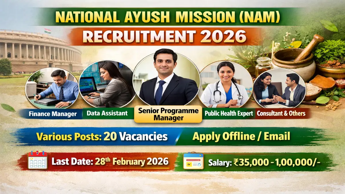 National Ayush Mission NAM Recruitment 2026 – Apply Now 20 Finance Manager, Data Assistant Posts