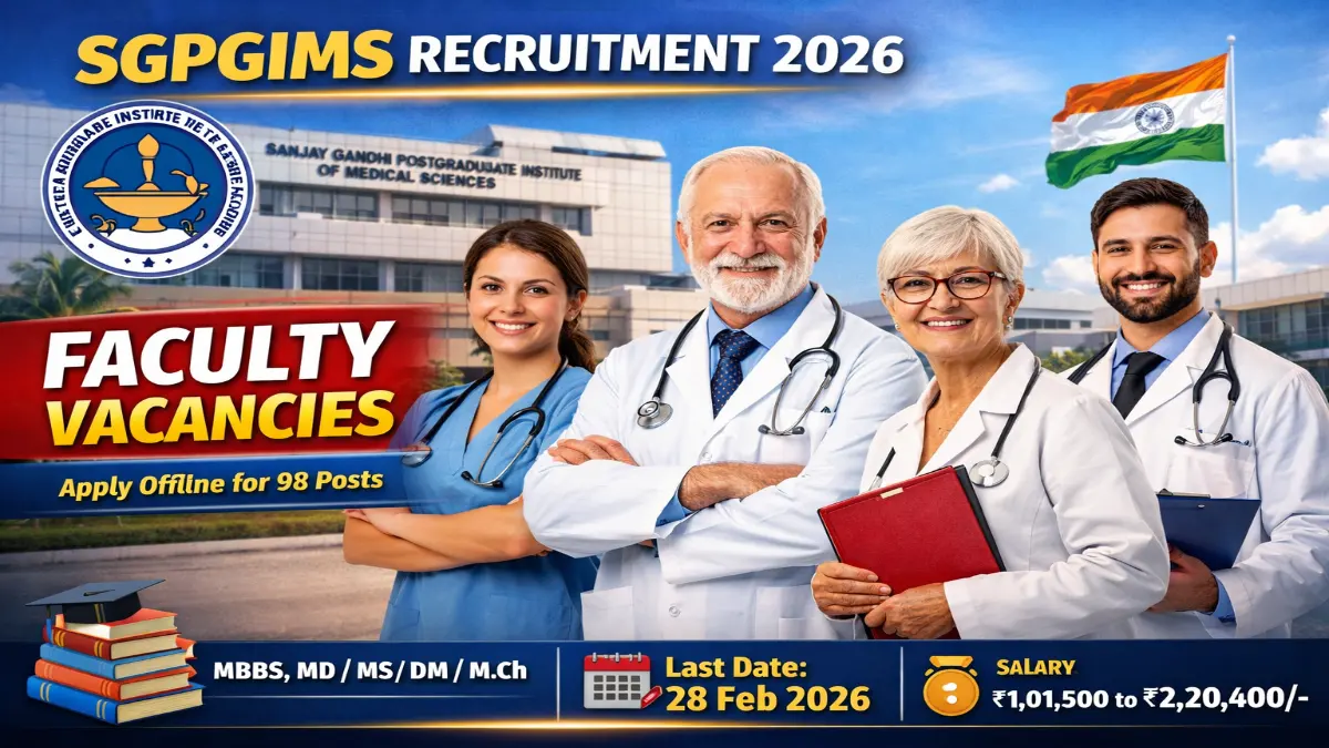 SGPGIMS Faculty Recruitment 2026 – Apply Offline 98 Posts