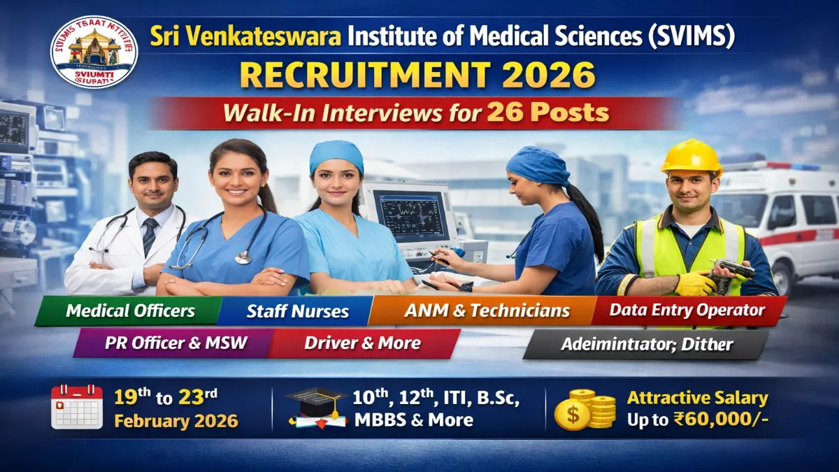SVIMS Recruitment 2026 – MO, Staff Nurses, ANM, DEO & Other Posts