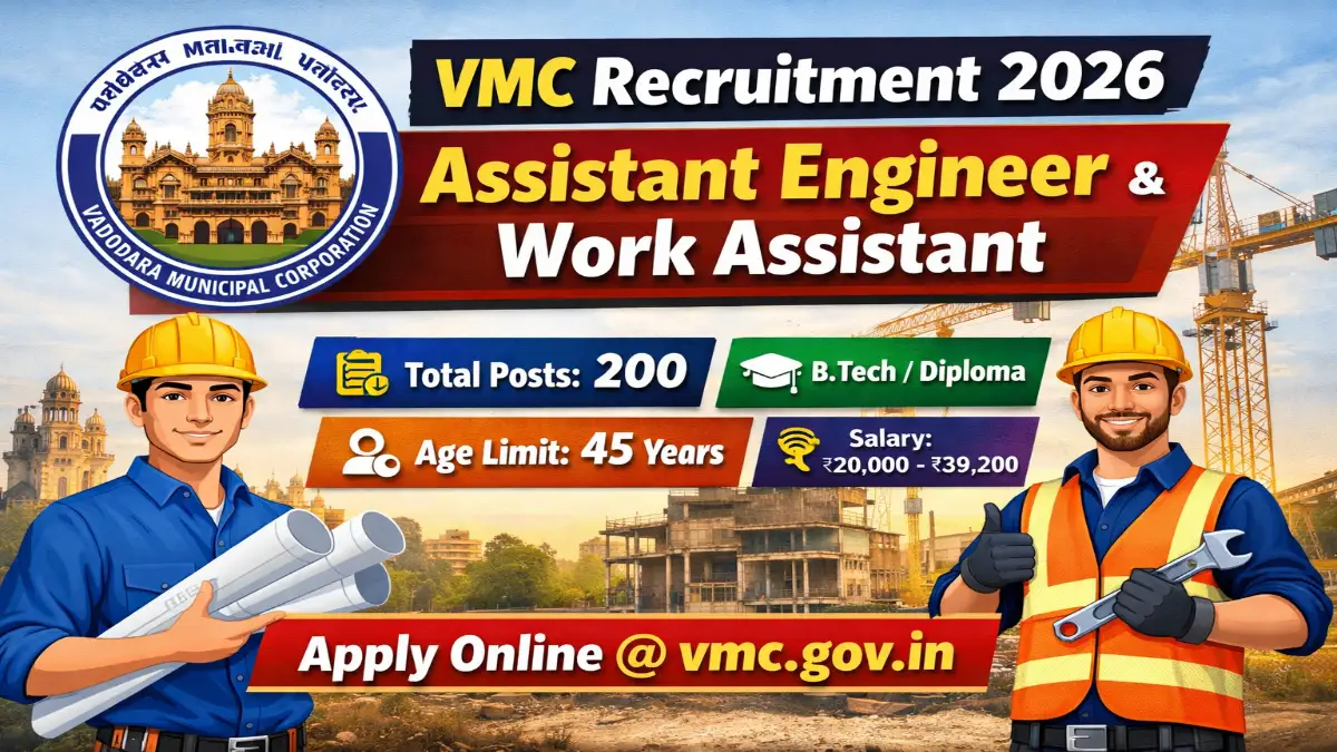 VMC Recruitment 2026 Out – Apply Online 200 Asst Engineer, Work Assistant Posts
