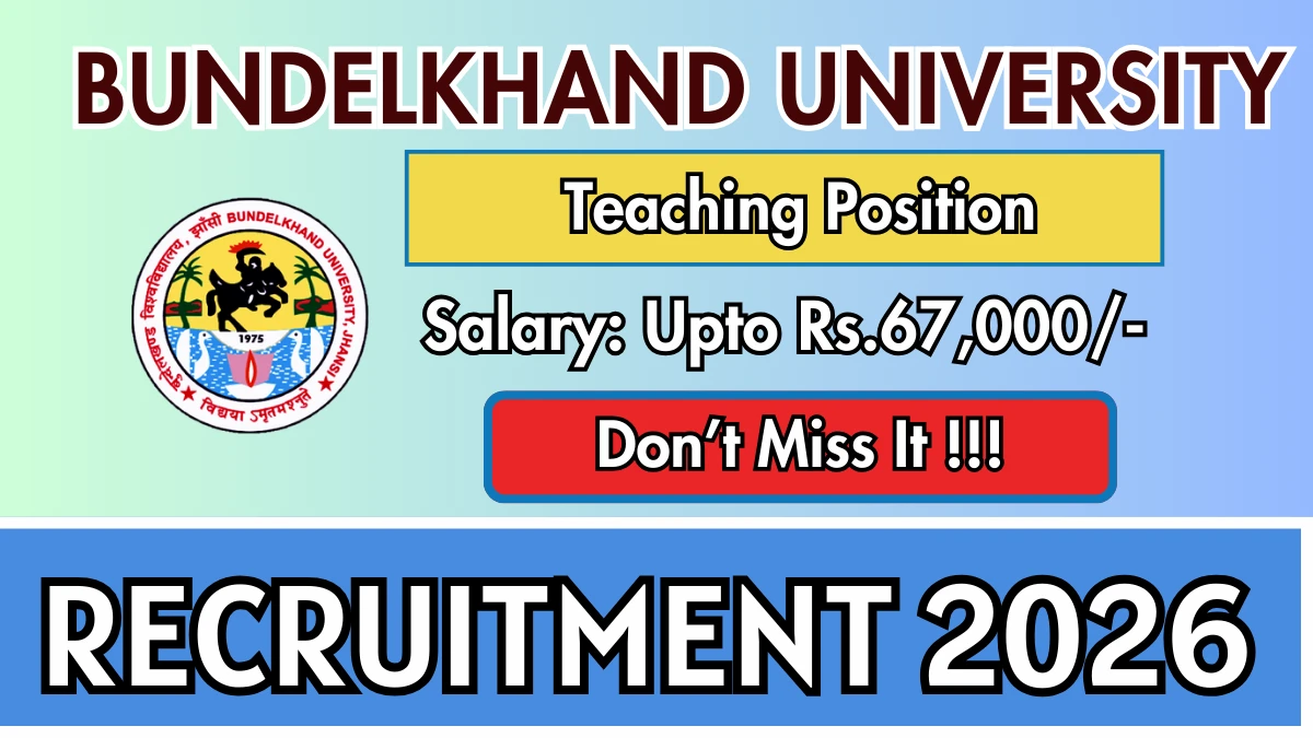 Bundelkhand University Teaching Position Recruitment 2026 – Online Form 19 Posts