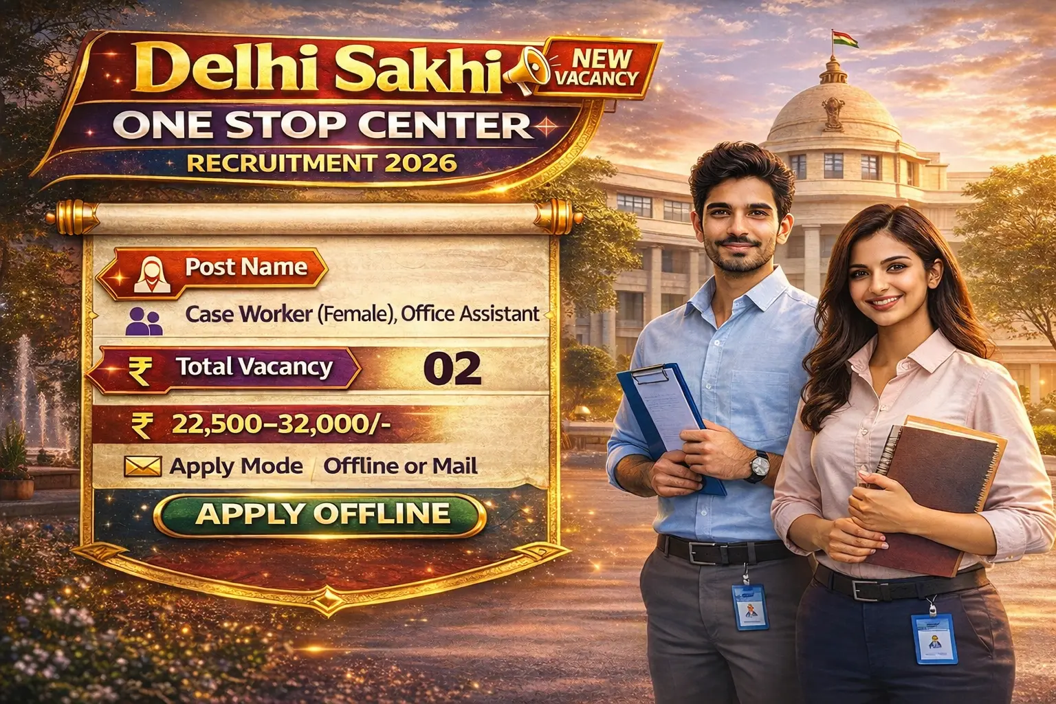 Delhi Sakhi One Stop Center Recruitment 2026