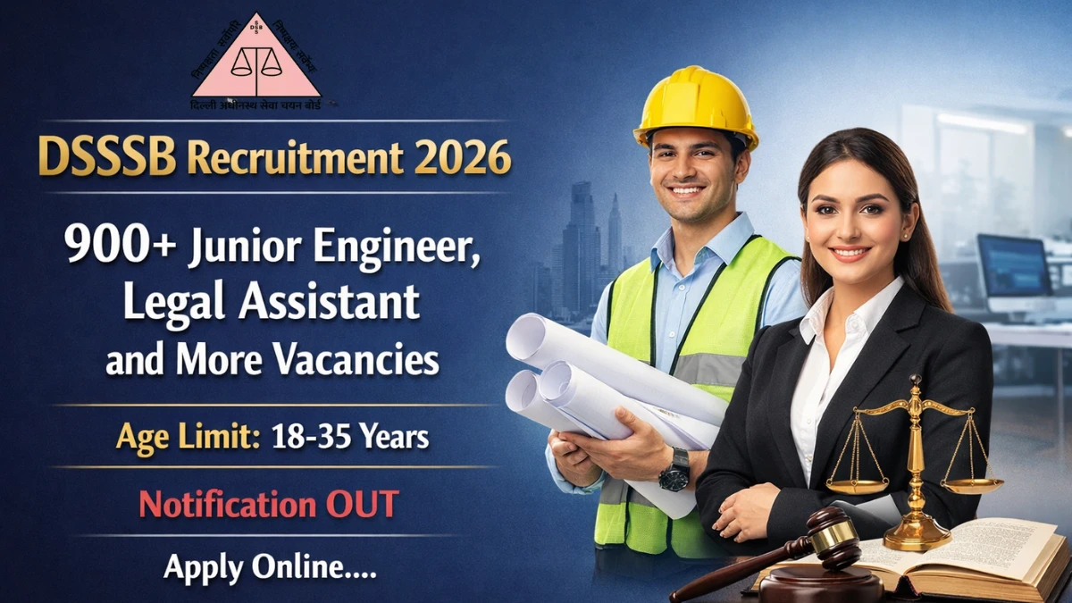 DSSSB Recruitment 2026 - Apply Online for 911 Junior Engineer, Legal Assistant and More Posts