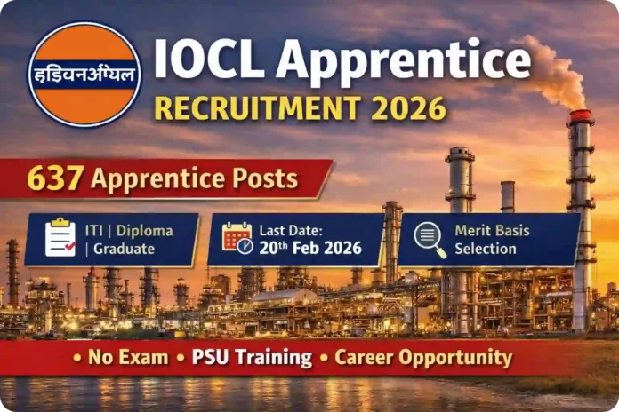 IOCL Engagement of Apprentices Online Form 2026 for 637 Post