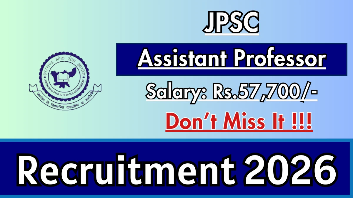 JPSC Jharkhand Assistant Professor Online Form 2026