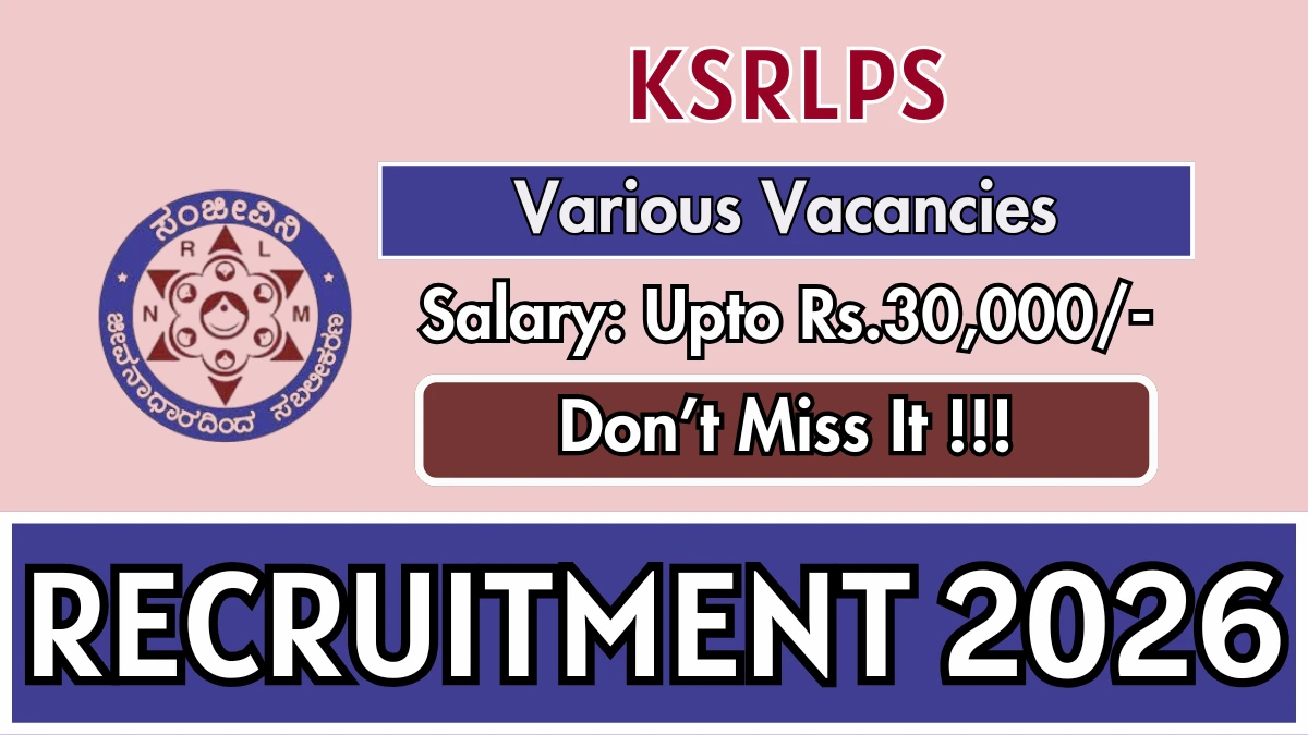KSRLPS Block Manager, Office Assistant Recruitment 2026