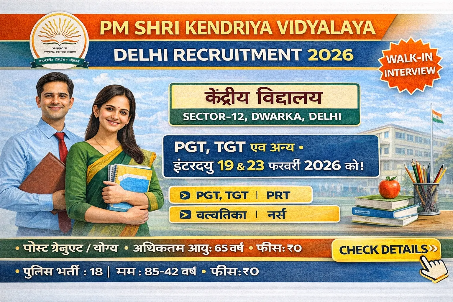 PM Shri Kendriya Vidyalaya Delhi Recruitment 2026
