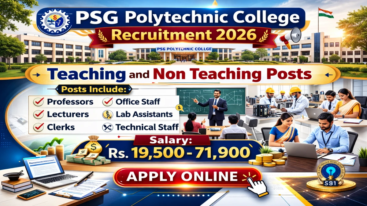 PSG Polytechnic College Teaching and Non-Teaching Recruitment 2026 – Apply Online 17 Posts