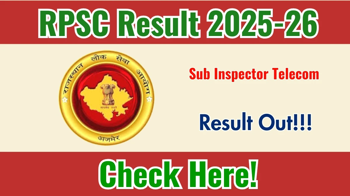 RPSC Rajasthan Police Sub Inspector Telecom Result 2026 Out Download