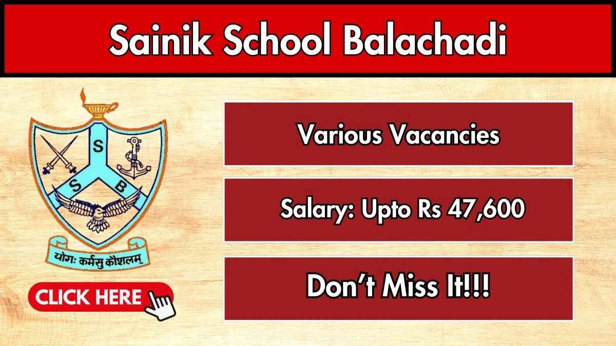 Sainik School Balachadi Recruitment 2026 – PGT, Art Master 06 Posts