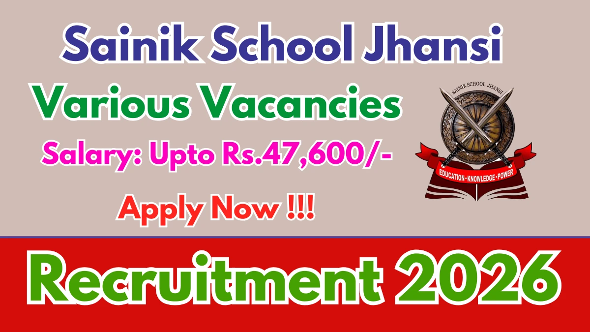 Sainik School Jhansi Recruitment 2026 – Apply Offline 05 PGT, TGT Posts