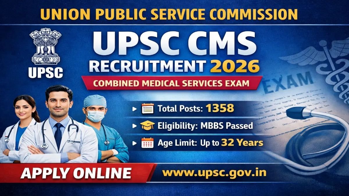 UPSC Combined Medical Service CMS Recruitment 2026