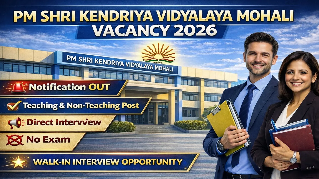 PM Shri Kendriya Vidyalaya Mohali Recruitment 2026
