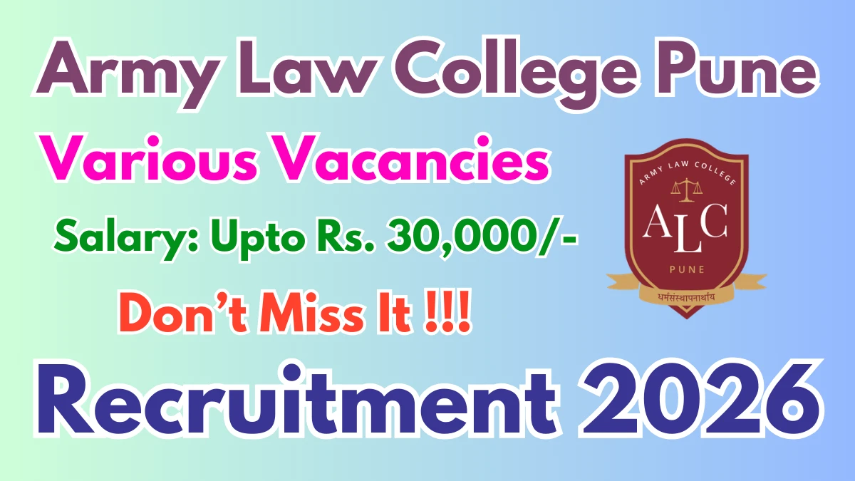 Army Law College Pune Vacancy 2026