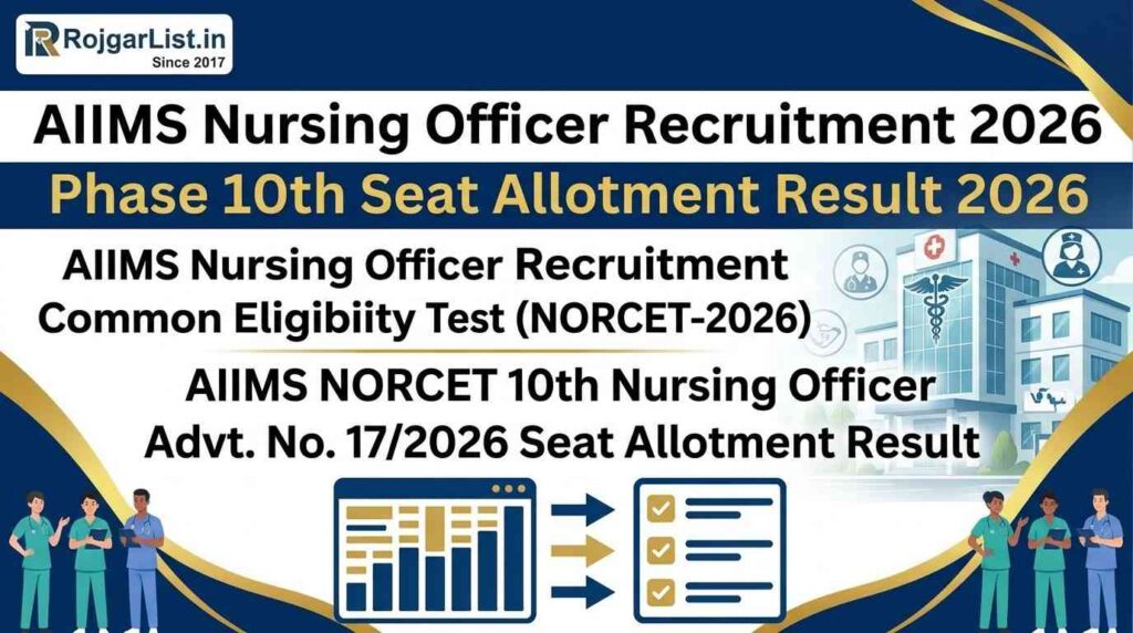 AIIMS Nursing Officer Recruitment 2026 Phase 10th Seat Allotment Result 2026