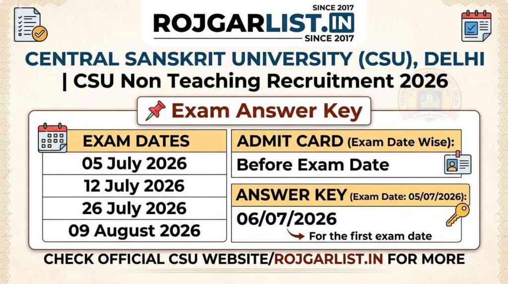CSU Non Teaching Recruitment 2026 Exam Answer Key