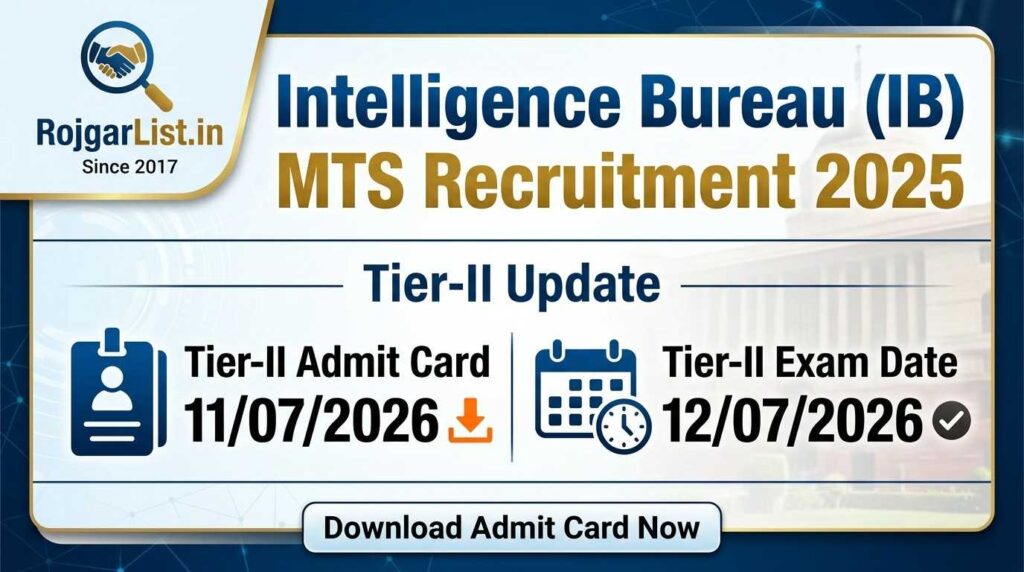 Intelligence Bureau (IB) MTS Recruitment 2025 Tier-II Admit Card