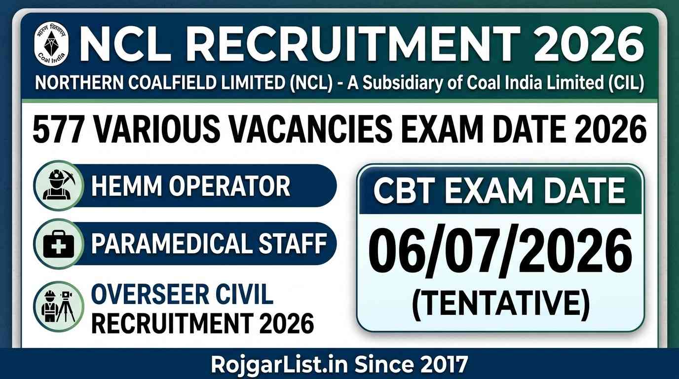 NCL 577 Various Vacancies Exam Date 2026