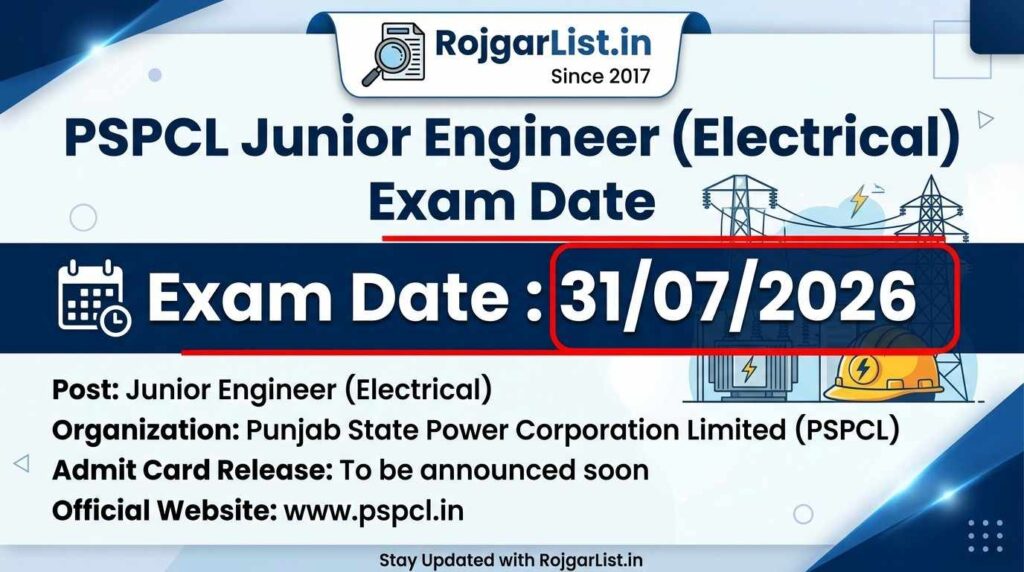 PSPCL Junior Engineer (Electrical) Exam Date