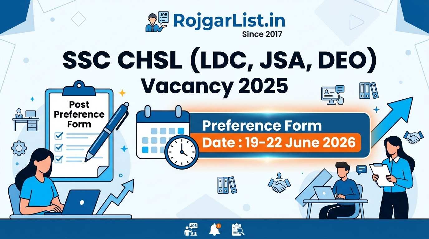 SSC CHSL (LDC, JSA, DEO) Vacancy 2025 Post Preference Form