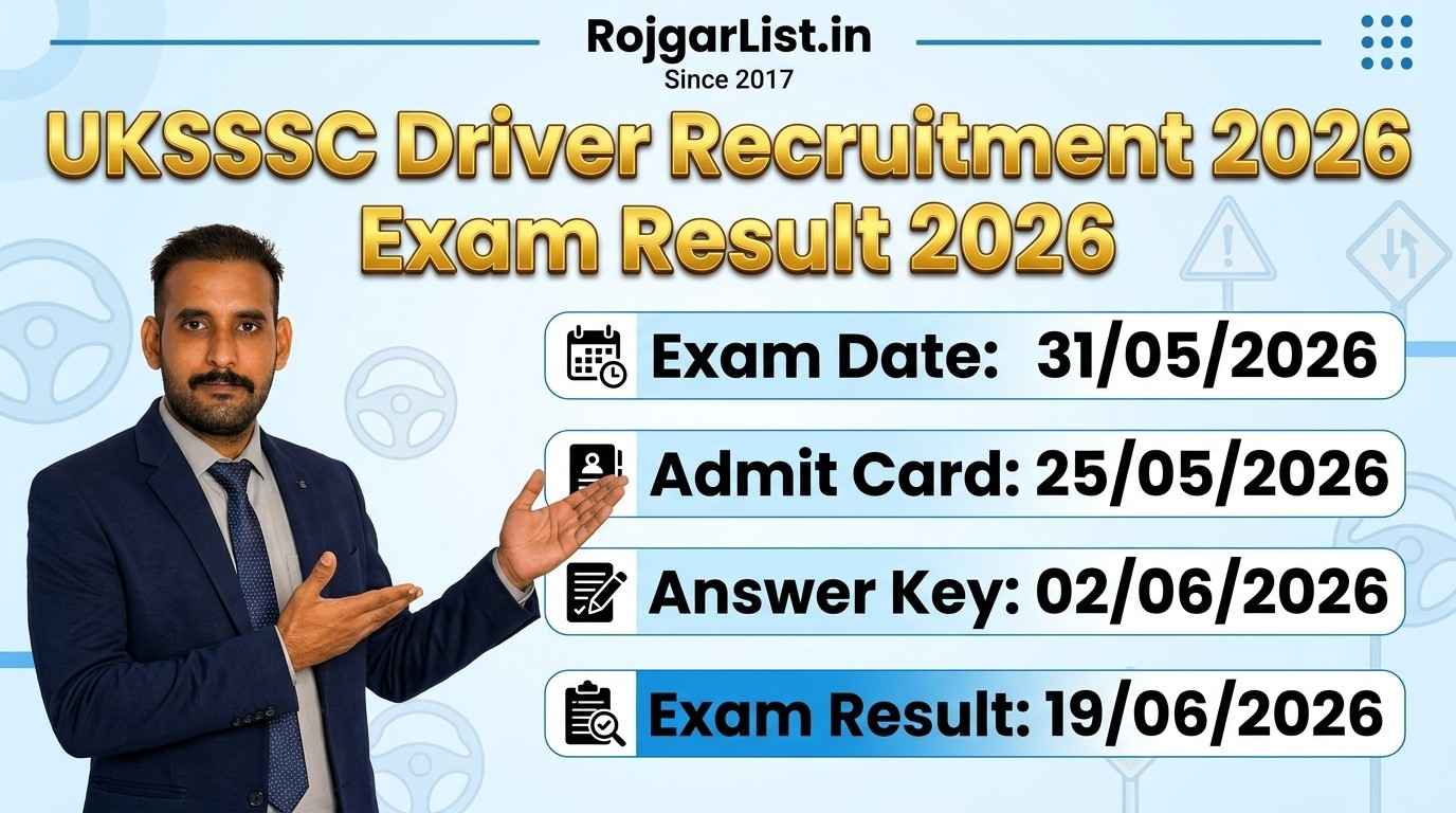 UKSSSC Driver Recruitment 2026 Exam Result 2026