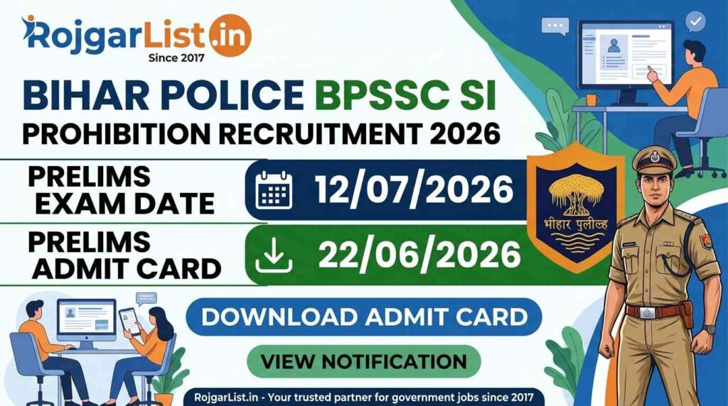 Bihar Police BPSSC SI Prohibition Recruitment 2026 Prelims Admit Card