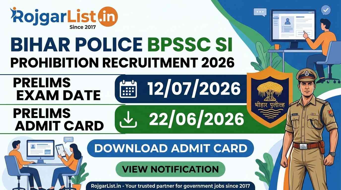 Bihar Police BPSSC SI Prohibition Recruitment 2026 Prelims Admit Card