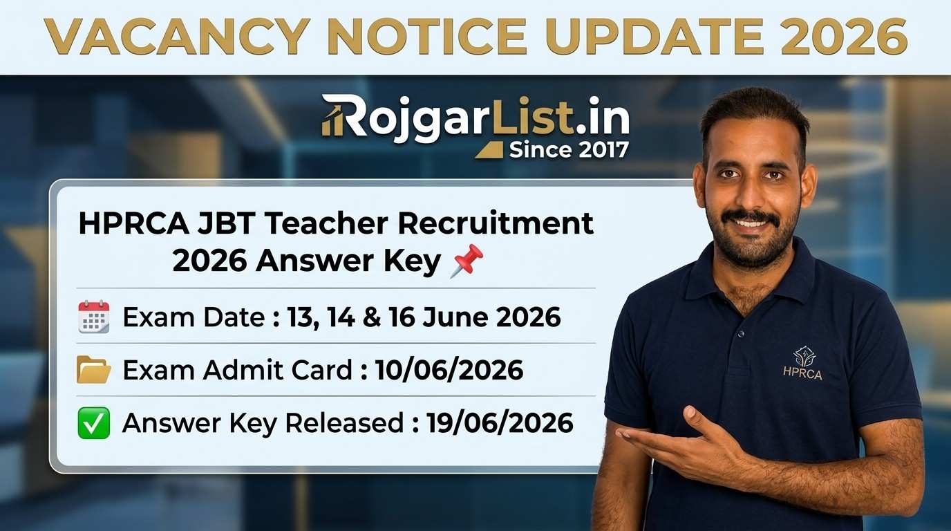 HPRCA JBT Teacher Recruitment 2026 Answer Key