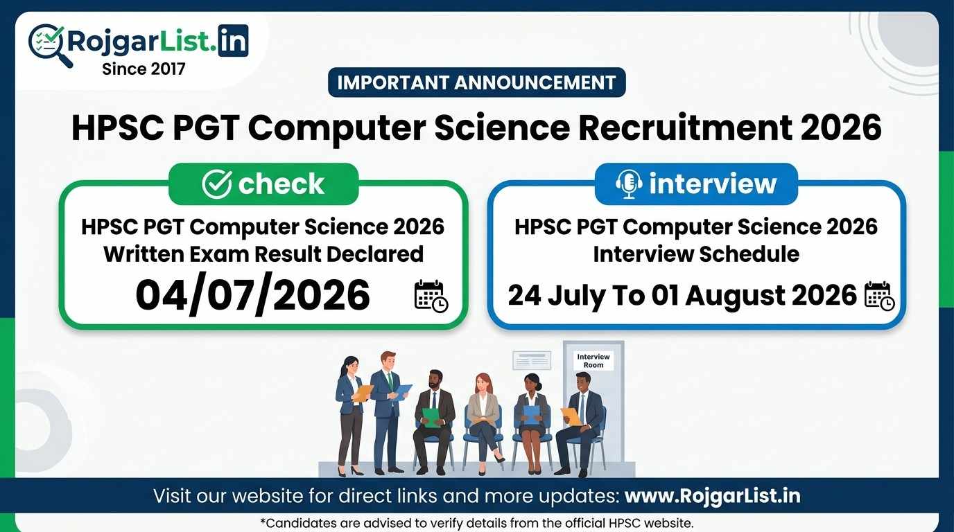 HPSC PGT Computer Science Recruitment 2026 Interview Date