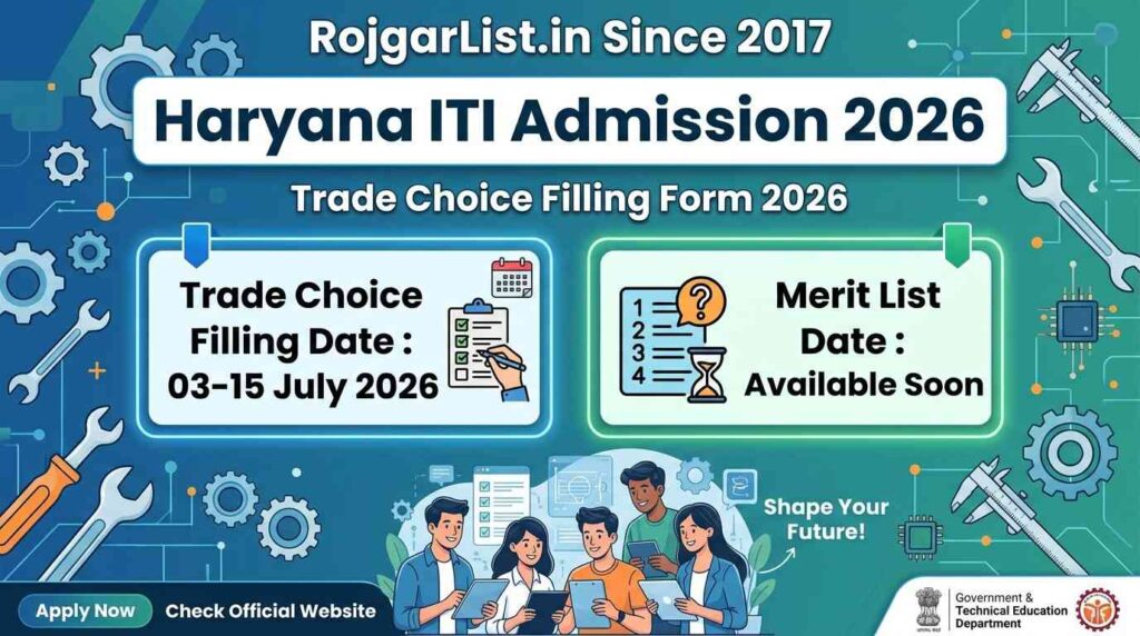 Haryana ITI Admission 2026 Trade Choice Filling Form 2026