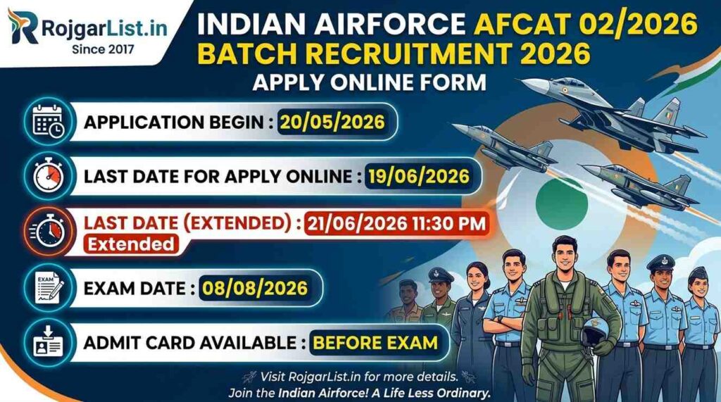 Indian Airforce AFCAT 02/2026 Batch Recruitment 2026 Apply Online Form