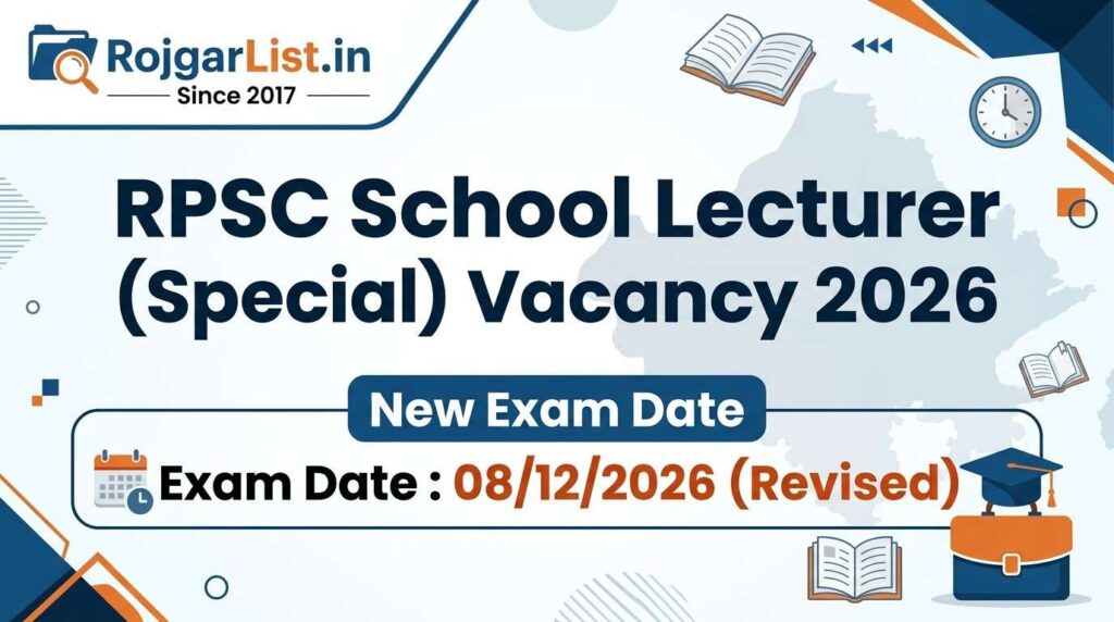 RPSC School Lecturer (Special) Vacancy 2026 New Exam Date