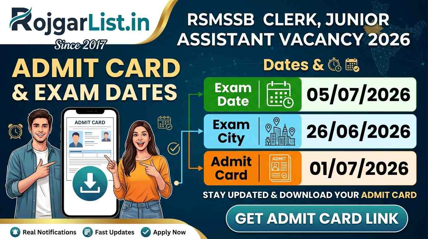 RSMSSB Clerk, Junior Assistant Vacancy 2026 Admit Card