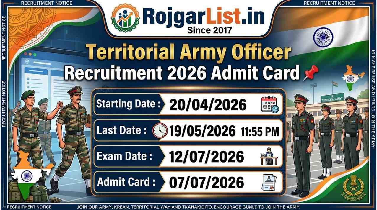 Territorial Army Officer Recruitment 2026 Admit Card