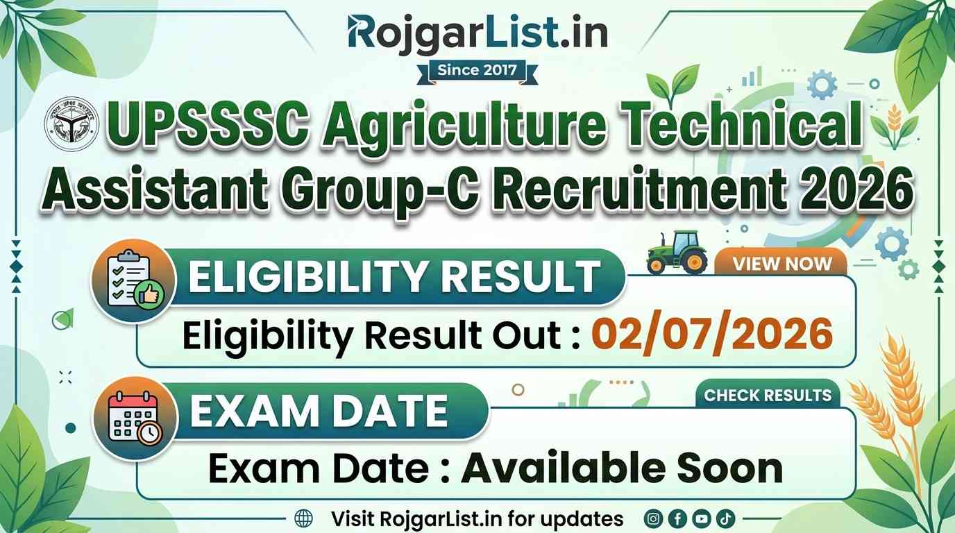 UPSSSC Agriculture Technical Assistant Group-C Recruitment 2026 Eligibility Result