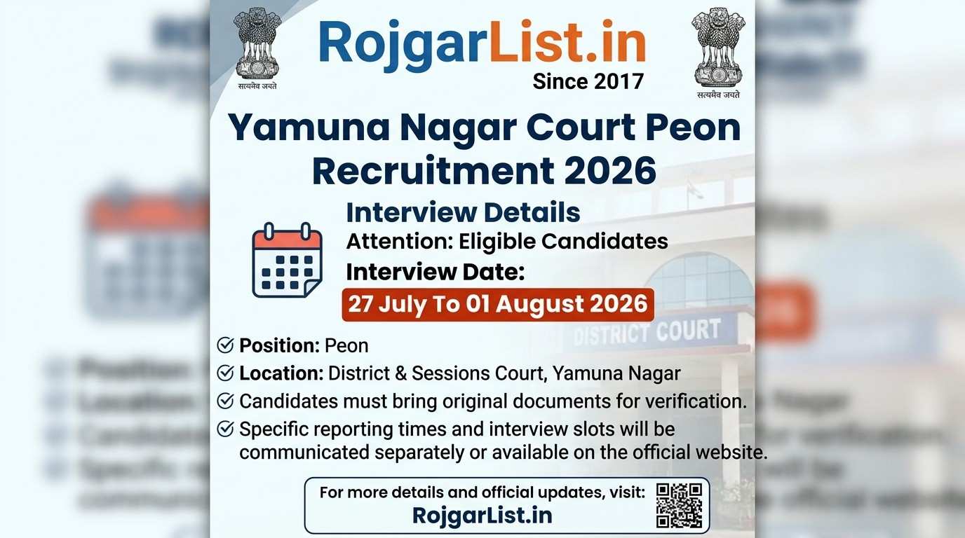 Yamuna Nagar Court Peon Recruitment 2026 Eligible Candidates