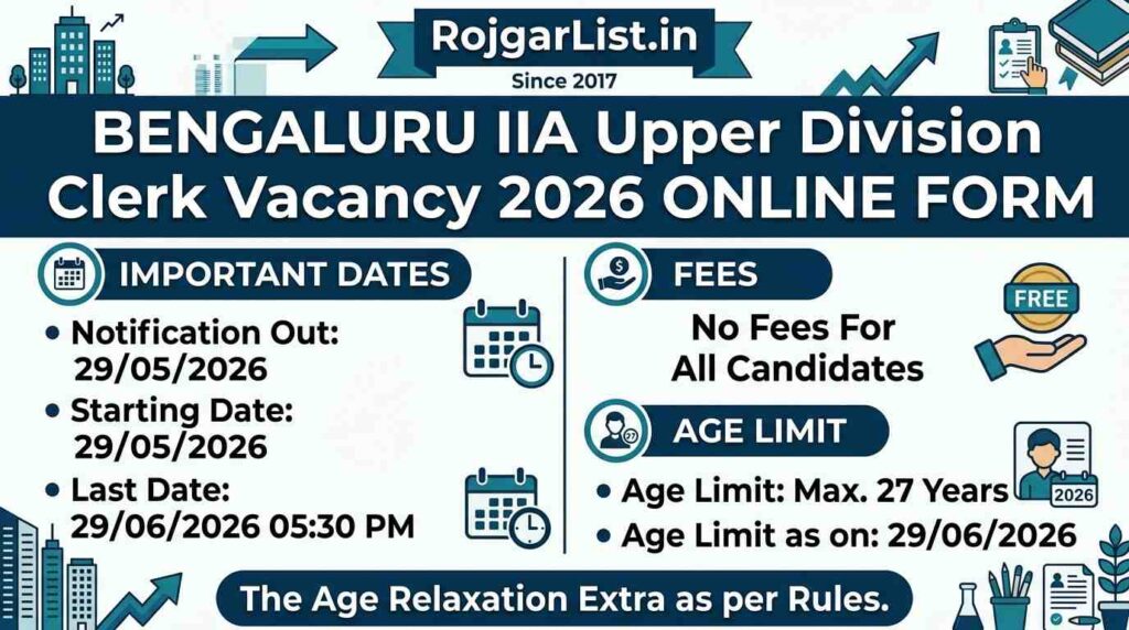 Bengaluru IIA Upper Division Clerk Vacancy 2026 Online Form