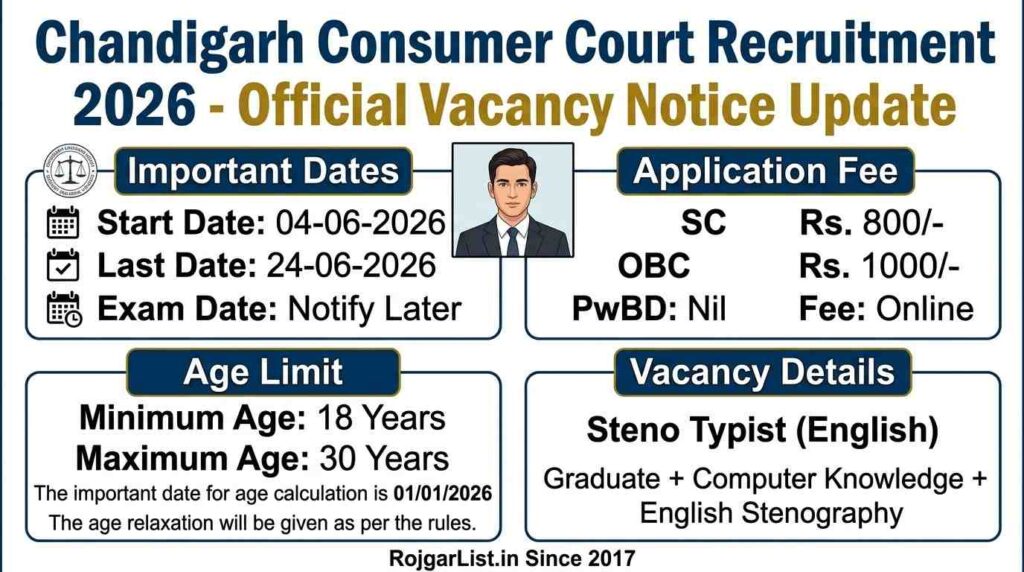Chandigarh Consumer Court Recruitment 2026 Apply Online