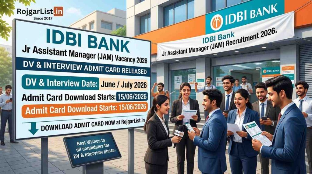 IDBI Bank Jr Assistant Manager (JAM) Vacancy 2026 DV Interview Admit Card