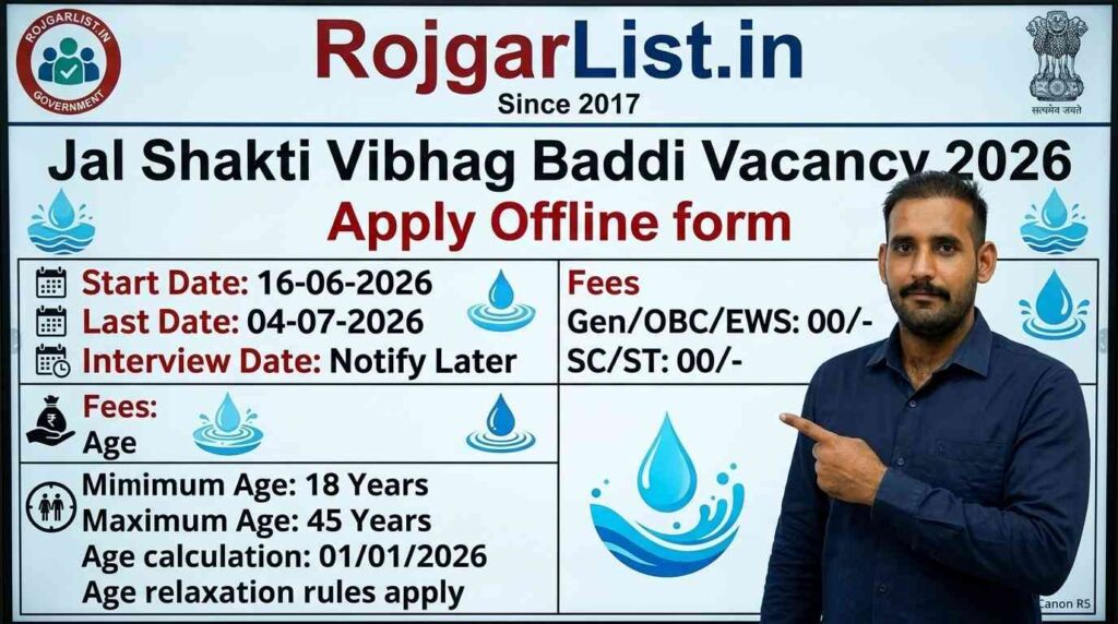 Jal Shakti Vibhag Baddi Vacancy 2026 Apply Offline form