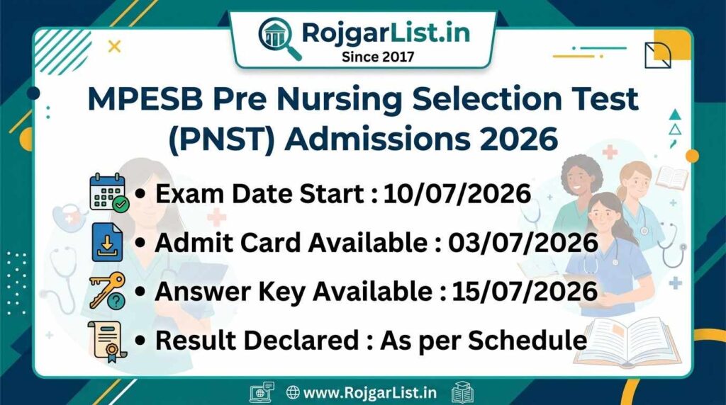 MPESB Pre Nursing Selection Test (PNST) Admissions 2026 Answer Key