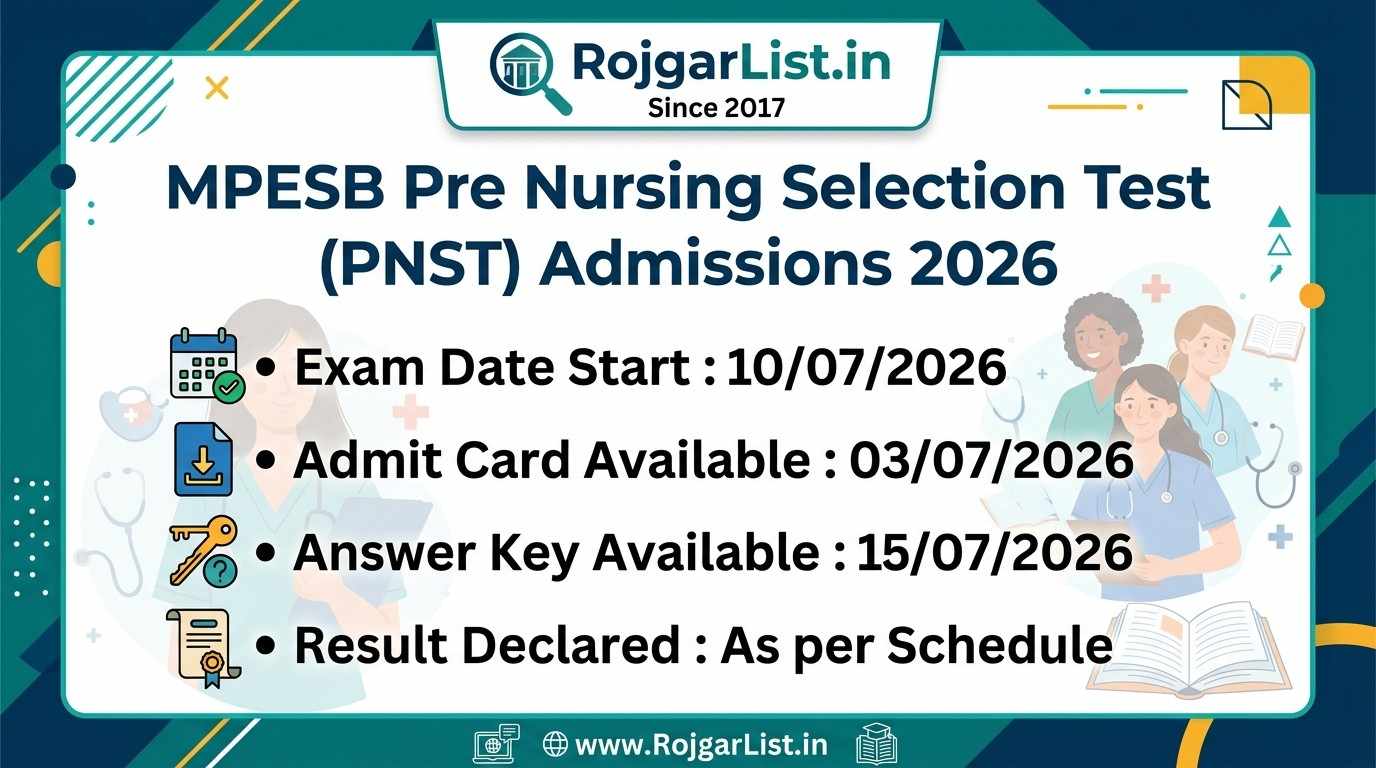 MPESB Pre Nursing Selection Test (PNST) Admissions 2026 Answer Key