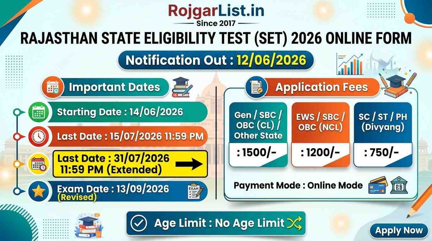 Rajasthan State Eligibility Test (SET) 2026 Online Form